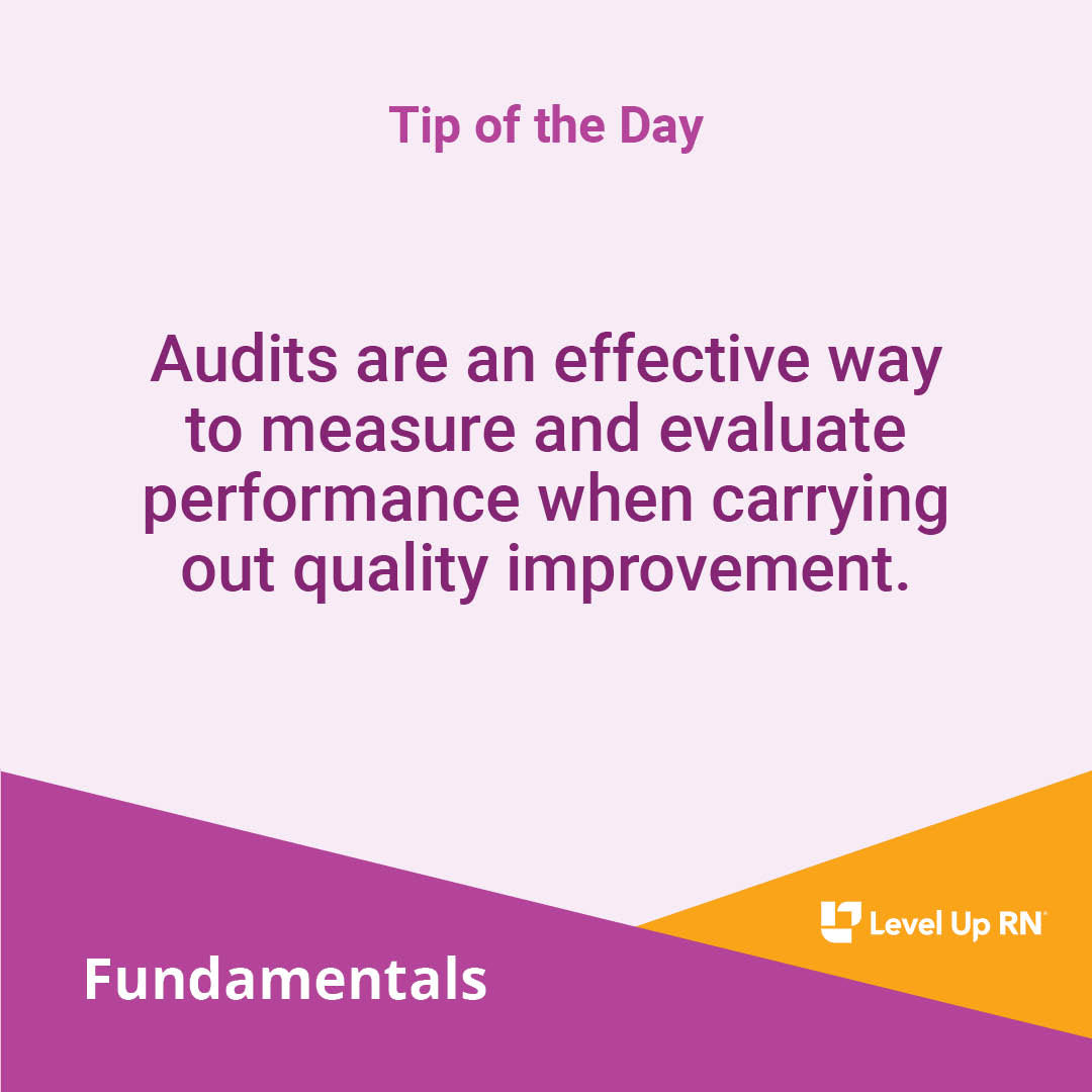 Audits are an effective way to measure and evaluate performance when carrying out quality improvement.