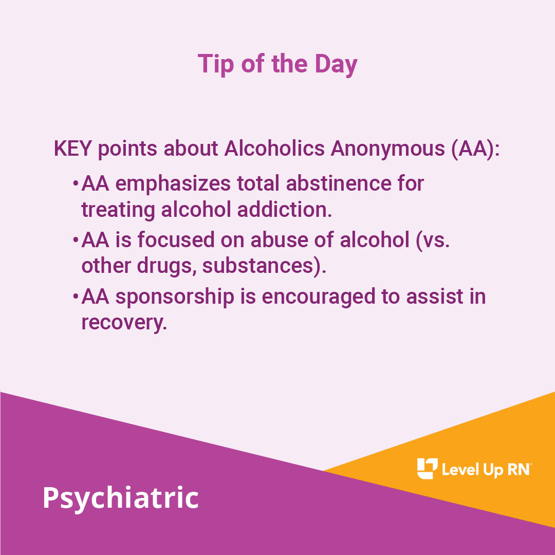 KEY points about Alcoholics Anonymous (AA).