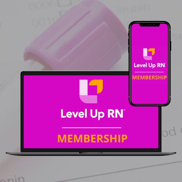 Level Up RN Membership on a laptop and on a phone