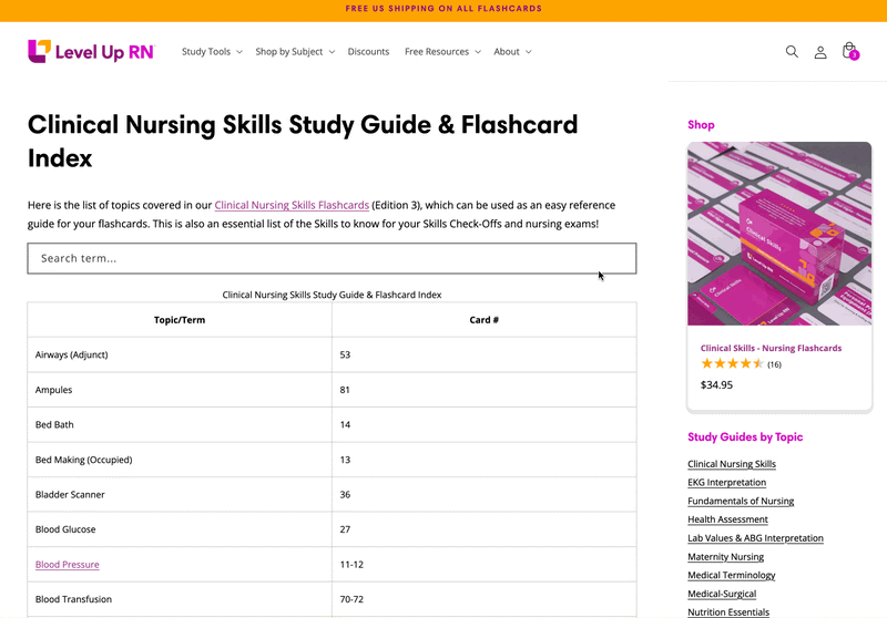 Free Clinical Nursing Skills Resources for Nursing School and NCLEX